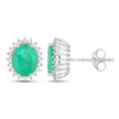 2.66 Carat Genuine Zambian Emerald and White Diamond 10K White Gold Earrings - Earrings - Custom Crafting Alliance, LLC