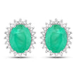 2.66 Carat Genuine Zambian Emerald and White Diamond 10K White Gold Earrings - Earrings - Custom Crafting Alliance, LLC
