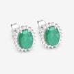 2.66 Carat Genuine Zambian Emerald and White Diamond 10K White Gold Earrings - Earrings - Custom Crafting Alliance, LLC