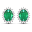 2.66 Carat Genuine Zambian Emerald and White Diamond 14K White Gold Earrings - Earrings - Custom Crafting Alliance, LLC