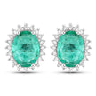 2.66 Carat Genuine Zambian Emerald and White Diamond 14K White Gold Earrings - Earrings - Custom Crafting Alliance, LLC