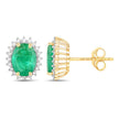 2.66 Carat Genuine Zambian Emerald and White Diamond 14K Yellow Gold Earrings - Earrings - Custom Crafting Alliance, LLC