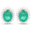 2.66 Carat Genuine Zambian Emerald and White Diamond 14K Yellow Gold Earrings - Earrings - Custom Crafting Alliance, LLC