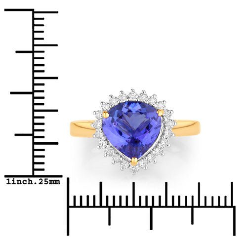 2.68 Carat Genuine Tanzanite and White Diamond 14K Yellow Gold Ring - Rings - Custom Crafting Alliance, LLC