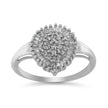 10K White Gold 1/2 Cttw Round & Baguette Cut Diamond Pear Shaped Domed PavÃ© Cluster with Halo Cocktail Ring (H-I Color, SI1-SI2 Clarity) - Size 5