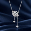 925 Sterling Silver White Gold Plated Moissanite CZ Pavé 40+5cm Necklace for Women