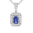 18K White Gold 1/4 Cttw Round Diamond and 6x4mm Purple Tanzanite Halo 18