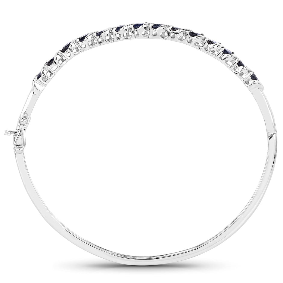 3.08 Carat Genuine Blue Sapphire .925 Sterling Silver Bangle
