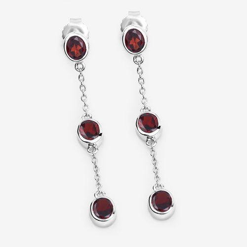2.70 Carat Genuine Garnet .925 Sterling Silver Earrings - Earrings - Custom Crafting Alliance, LLC