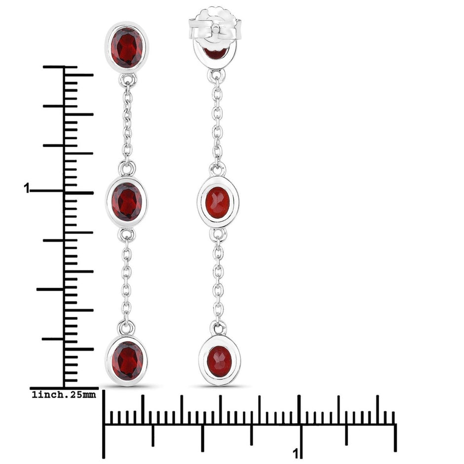 2.70 Carat Genuine Garnet .925 Sterling Silver Earrings - Earrings - Custom Crafting Alliance, LLC