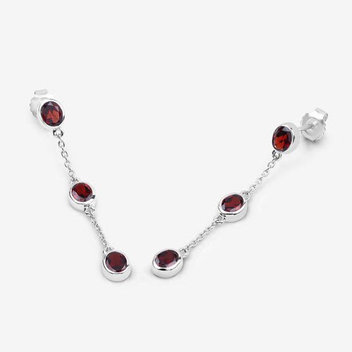 2.70 Carat Genuine Garnet .925 Sterling Silver Earrings - Earrings - Custom Crafting Alliance, LLC