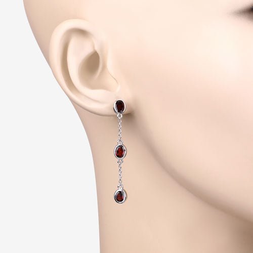 2.70 Carat Genuine Garnet .925 Sterling Silver Earrings - Earrings - Custom Crafting Alliance, LLC