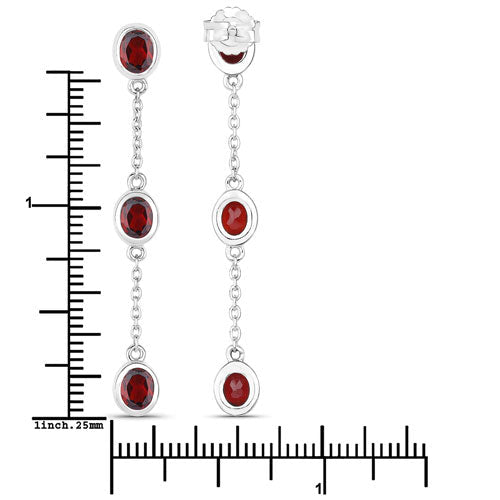 2.70 Carat Genuine Garnet .925 Sterling Silver Earrings - Earrings - Custom Crafting Alliance, LLC