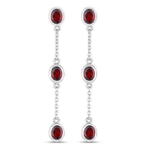 2.70 Carat Genuine Garnet .925 Sterling Silver Earrings - Earrings - Custom Crafting Alliance, LLC