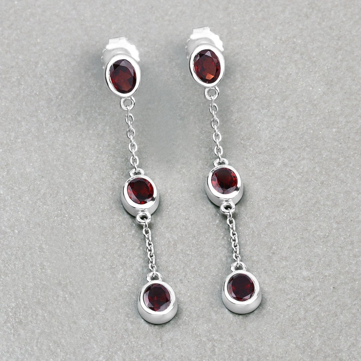 2.70 Carat Genuine Garnet .925 Sterling Silver Earrings - Earrings - Custom Crafting Alliance, LLC