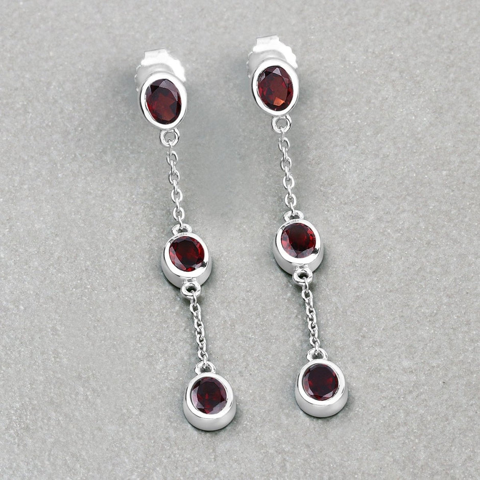 2.70 Carat Genuine Garnet .925 Sterling Silver Earrings - Earrings - Custom Crafting Alliance, LLC