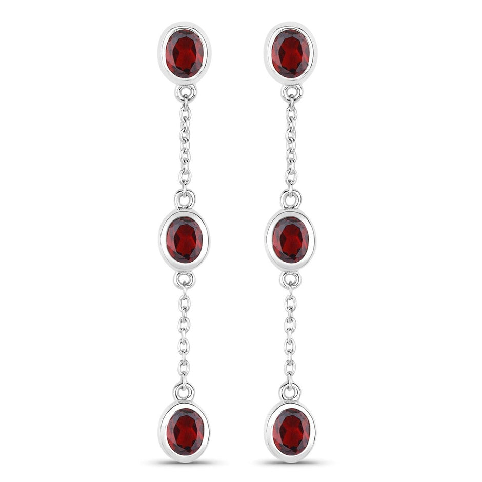 2.70 Carat Genuine Garnet .925 Sterling Silver Earrings - Earrings - Custom Crafting Alliance, LLC