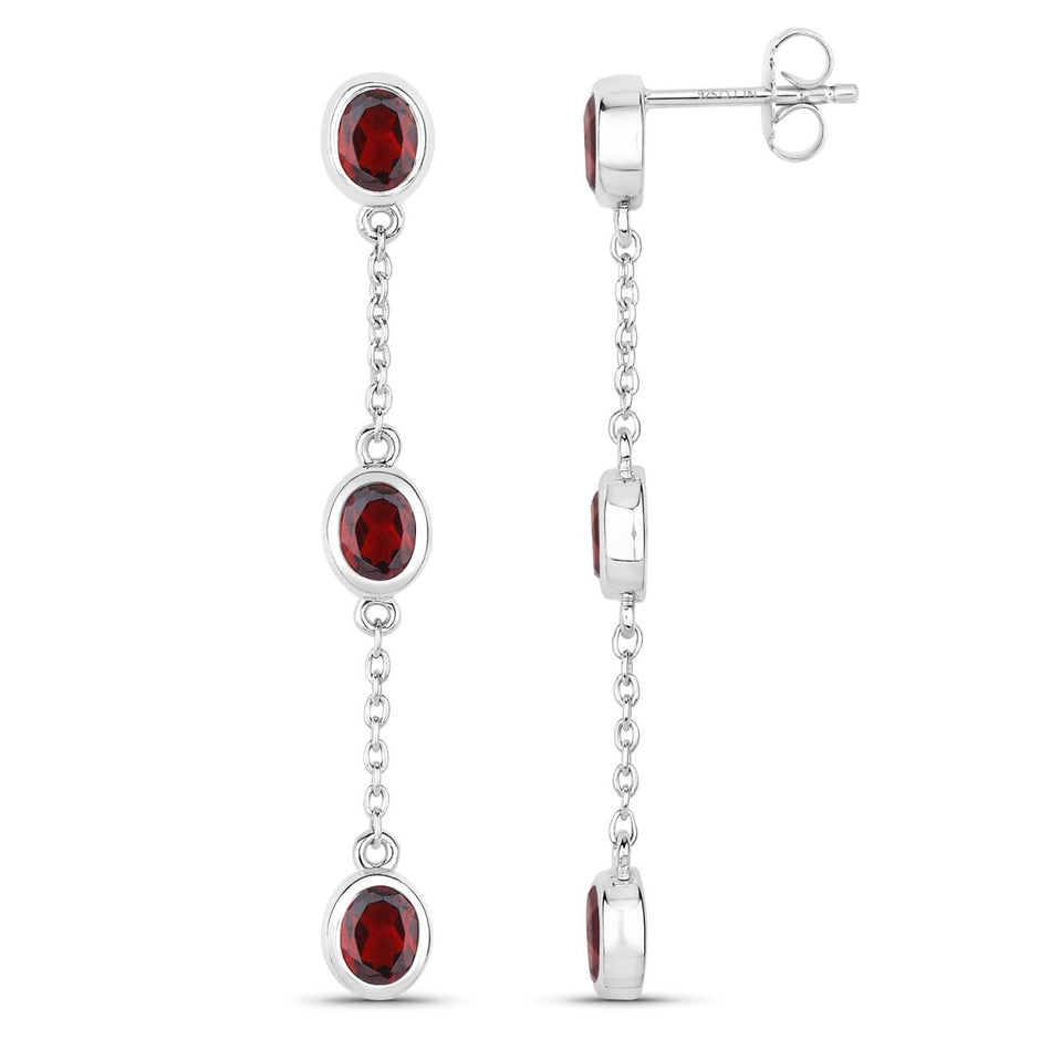 2.70 Carat Genuine Garnet .925 Sterling Silver Earrings - Earrings - Custom Crafting Alliance, LLC