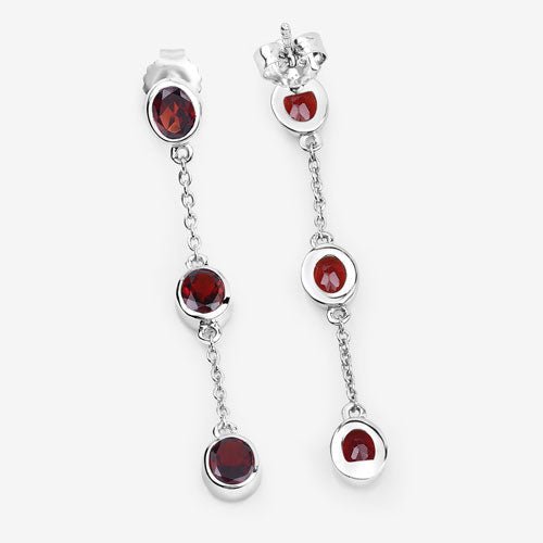 2.70 Carat Genuine Garnet .925 Sterling Silver Earrings - Earrings - Custom Crafting Alliance, LLC