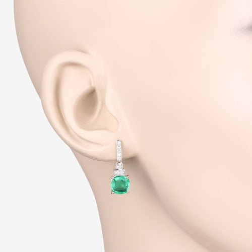 2.72 Carat Genuine Ethiopian Emerald and White Diamond 14K Yellow Gold Earrings - Earrings - Custom Crafting Alliance, LLC