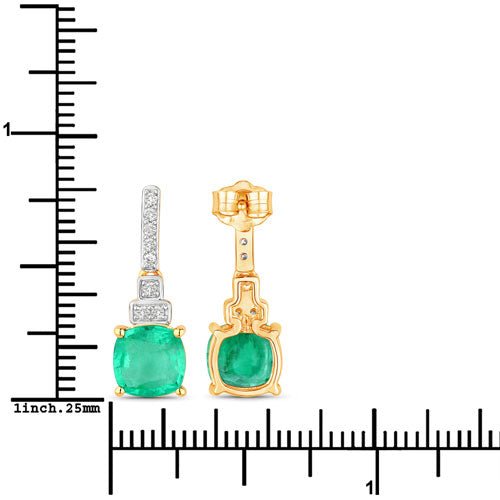 2.72 Carat Genuine Ethiopian Emerald and White Diamond 14K Yellow Gold Earrings - Earrings - Custom Crafting Alliance, LLC