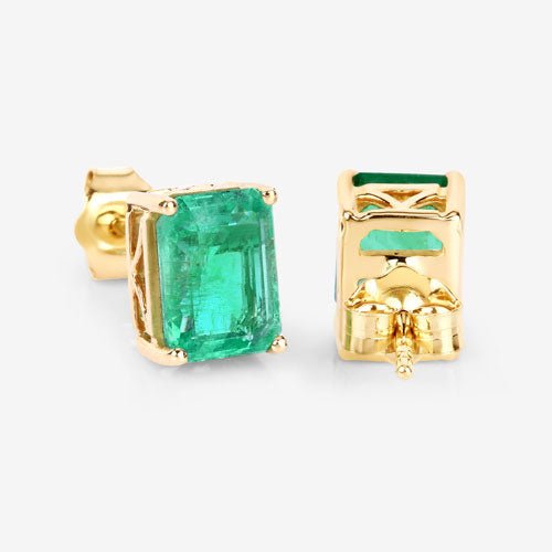 2.75 Carat Genuine Ethiopian Emerald 14K Yellow Gold Earrings - Earrings - Custom Crafting Alliance, LLC