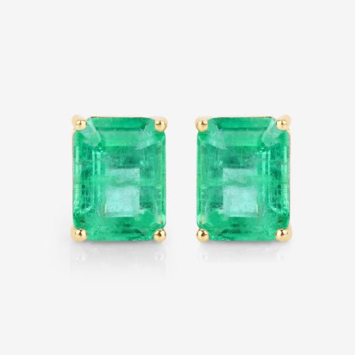 2.75 Carat Genuine Ethiopian Emerald 14K Yellow Gold Earrings - Earrings - Custom Crafting Alliance, LLC