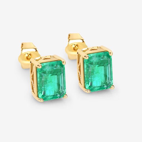 2.75 Carat Genuine Ethiopian Emerald 14K Yellow Gold Earrings - Earrings - Custom Crafting Alliance, LLC
