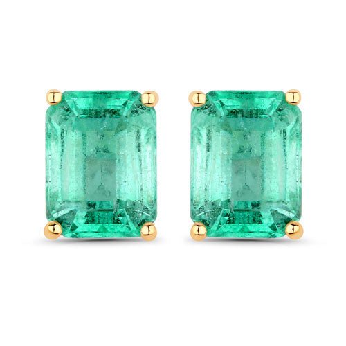 2.75 Carat Genuine Ethiopian Emerald 14K Yellow Gold Earrings - Earrings - Custom Crafting Alliance, LLC