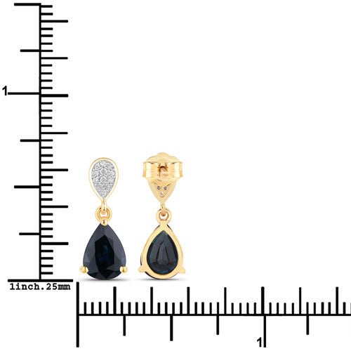 2.76 Carat Genuine Blue Sapphire and White Diamond 10K Yellow Gold Earrings - Earrings - Custom Crafting Alliance, LLC