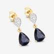 2.76 Carat Genuine Blue Sapphire and White Diamond 10K Yellow Gold Earrings - Earrings - Custom Crafting Alliance, LLC