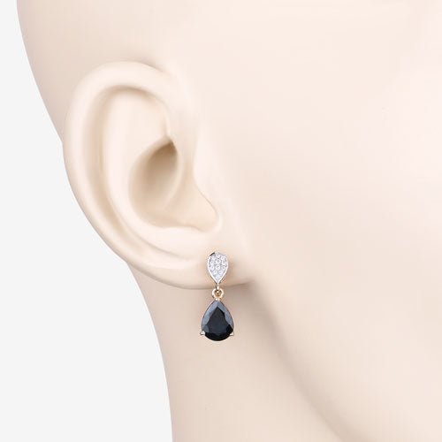2.76 Carat Genuine Blue Sapphire and White Diamond 10K Yellow Gold Earrings - Earrings - Custom Crafting Alliance, LLC