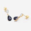 2.76 Carat Genuine Blue Sapphire and White Diamond 10K Yellow Gold Earrings - Earrings - Custom Crafting Alliance, LLC