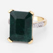 7.64 Carat Dyed Emerald and White Diamond .925 Sterling Silver Ring