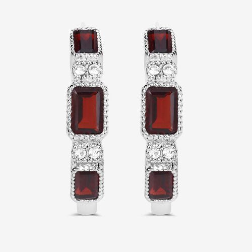 2.78 Carat Genuine Garnet and White Topaz .925 Sterling Silver Earrings - Earrings - Custom Crafting Alliance, LLC