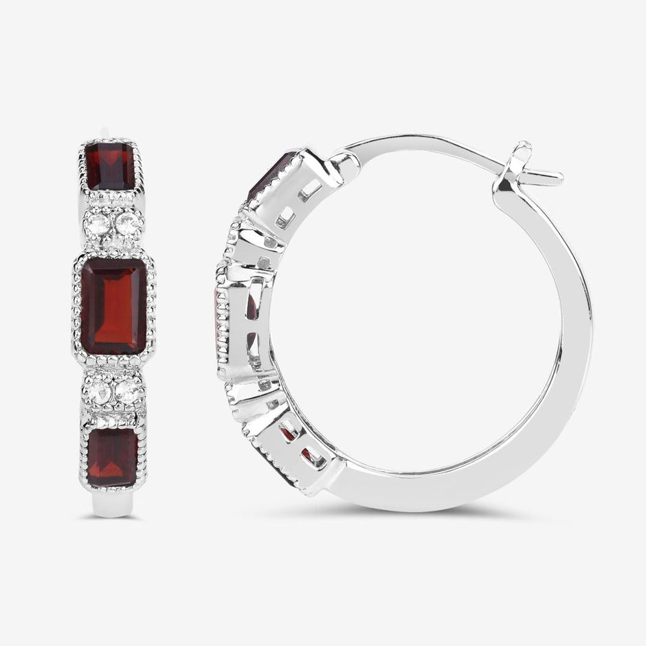 2.78 Carat Genuine Garnet and White Topaz .925 Sterling Silver Earrings - Earrings - Custom Crafting Alliance, LLC