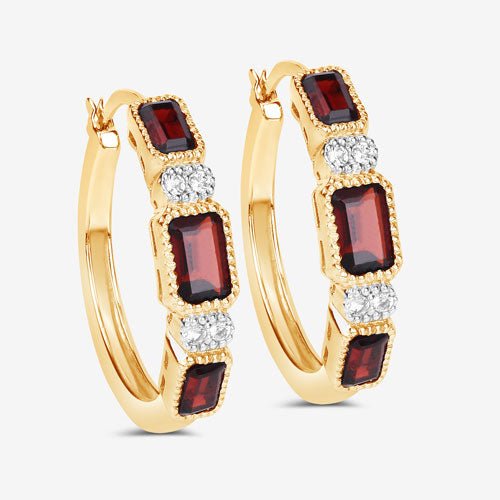 2.78 Carat Genuine Garnet and White Topaz .925 Sterling Silver Earrings - Earrings - Custom Crafting Alliance, LLC