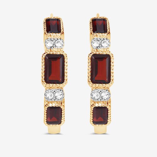 2.78 Carat Genuine Garnet and White Topaz .925 Sterling Silver Earrings - Earrings - Custom Crafting Alliance, LLC
