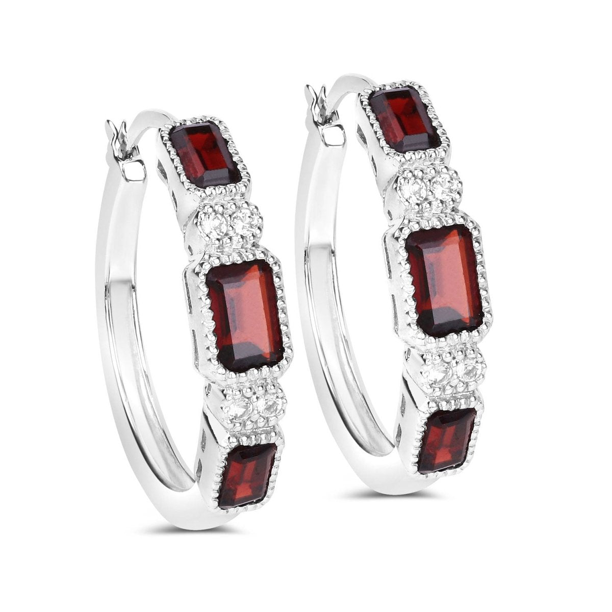 2.78 Carat Genuine Garnet and White Topaz .925 Sterling Silver Earrings - Earrings - Custom Crafting Alliance, LLC
