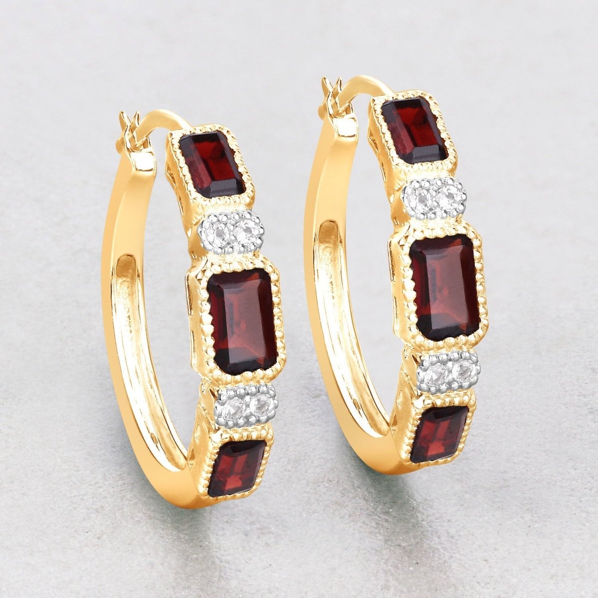 2.78 Carat Genuine Garnet and White Topaz .925 Sterling Silver Earrings - Earrings - Custom Crafting Alliance, LLC