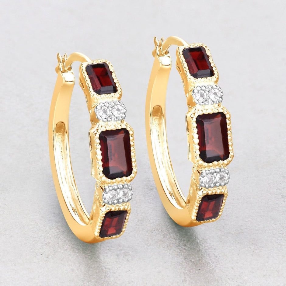 2.78 Carat Genuine Garnet and White Topaz .925 Sterling Silver Earrings - Earrings - Custom Crafting Alliance, LLC