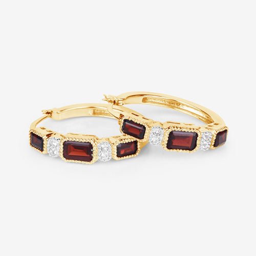 2.78 Carat Genuine Garnet and White Topaz .925 Sterling Silver Earrings - Earrings - Custom Crafting Alliance, LLC