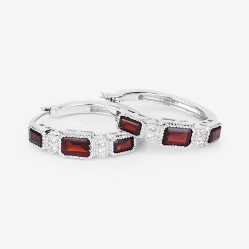 2.78 Carat Genuine Garnet and White Topaz .925 Sterling Silver Earrings - Earrings - Custom Crafting Alliance, LLC