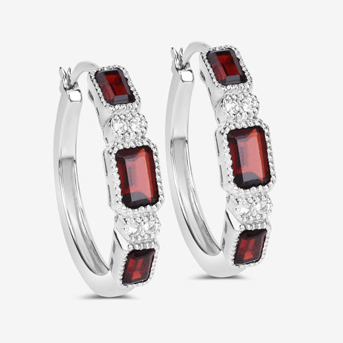 2.78 Carat Genuine Garnet and White Topaz .925 Sterling Silver Earrings - Earrings - Custom Crafting Alliance, LLC