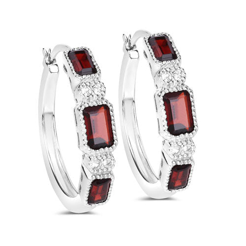 2.78 Carat Genuine Garnet and White Topaz .925 Sterling Silver Earrings - Earrings - Custom Crafting Alliance, LLC
