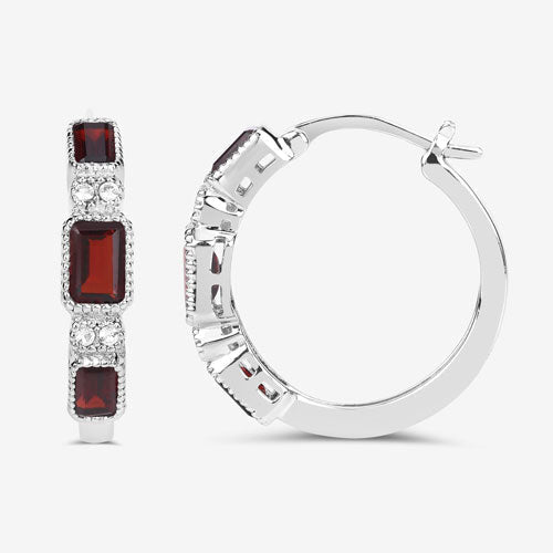 2.78 Carat Genuine Garnet and White Topaz .925 Sterling Silver Earrings - Earrings - Custom Crafting Alliance, LLC