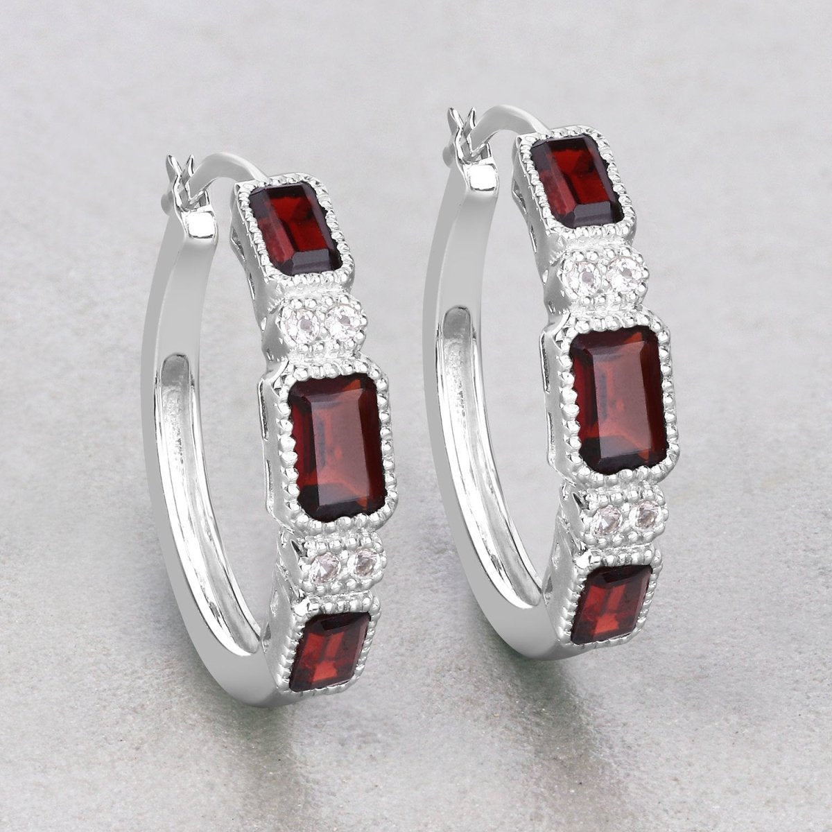 2.78 Carat Genuine Garnet and White Topaz .925 Sterling Silver Earrings - Earrings - Custom Crafting Alliance, LLC