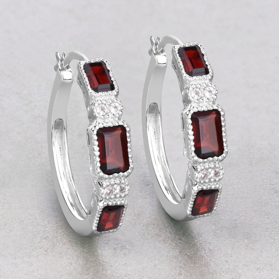 2.78 Carat Genuine Garnet and White Topaz .925 Sterling Silver Earrings - Earrings - Custom Crafting Alliance, LLC