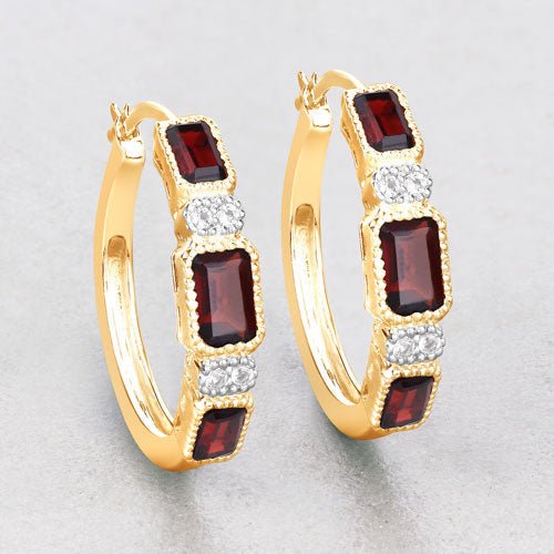 2.78 Carat Genuine Garnet and White Topaz .925 Sterling Silver Earrings - Earrings - Custom Crafting Alliance, LLC