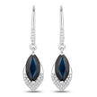 2.79 Carat Genuine Blue Sapphire and White Diamond 14K White Gold Earrings - Earrings - Custom Crafting Alliance, LLC